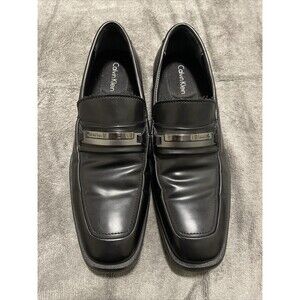 Men’s Calvin Klein Ezra 34F0267-BLK  Black Leather Dress Slip On Shoes Sz 8M